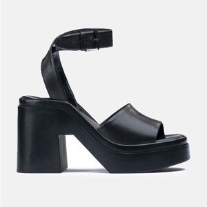 NWT BLACK ROBERT CLERGERIE NOE lambskin Platform Sandals - US SIZE 9